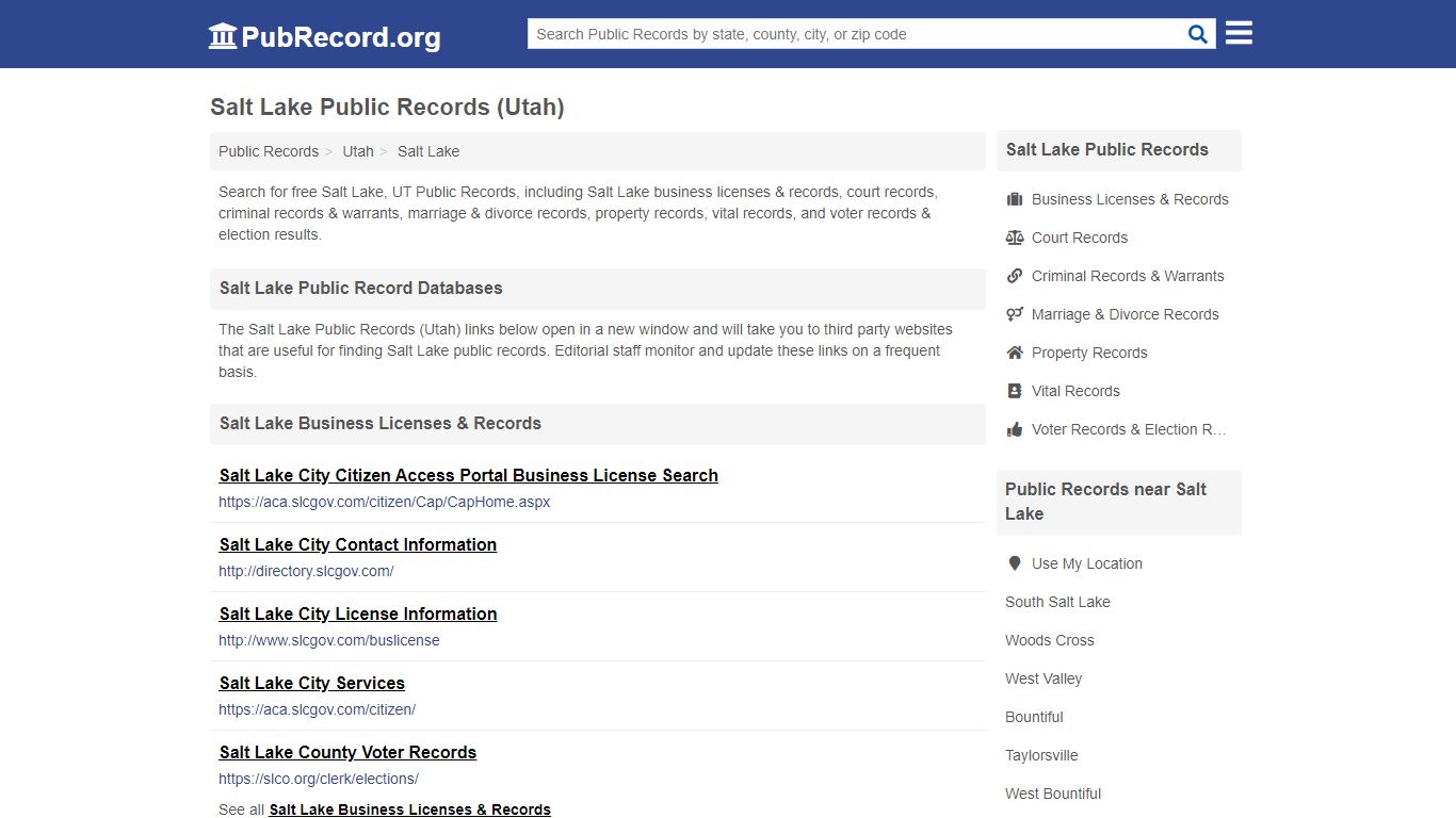 Free Salt Lake Public Records (Utah Public Records)